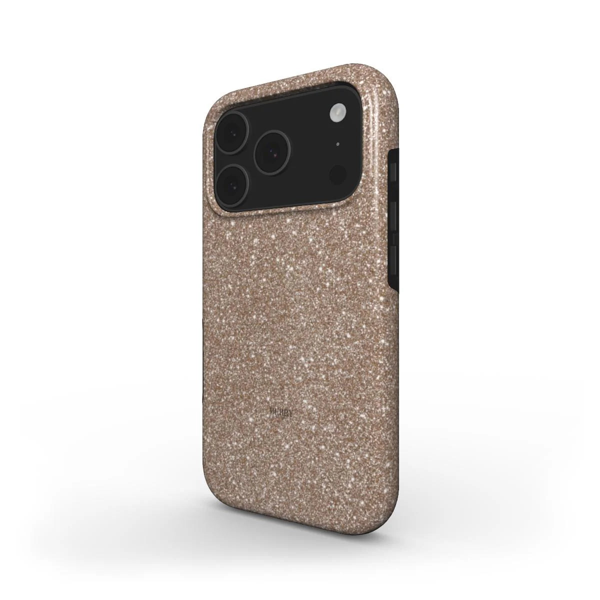 Trendy and feminine phone case in deep gold glitter pattern, blending a beautiful sparkling finish with a stylish and girly vibe.