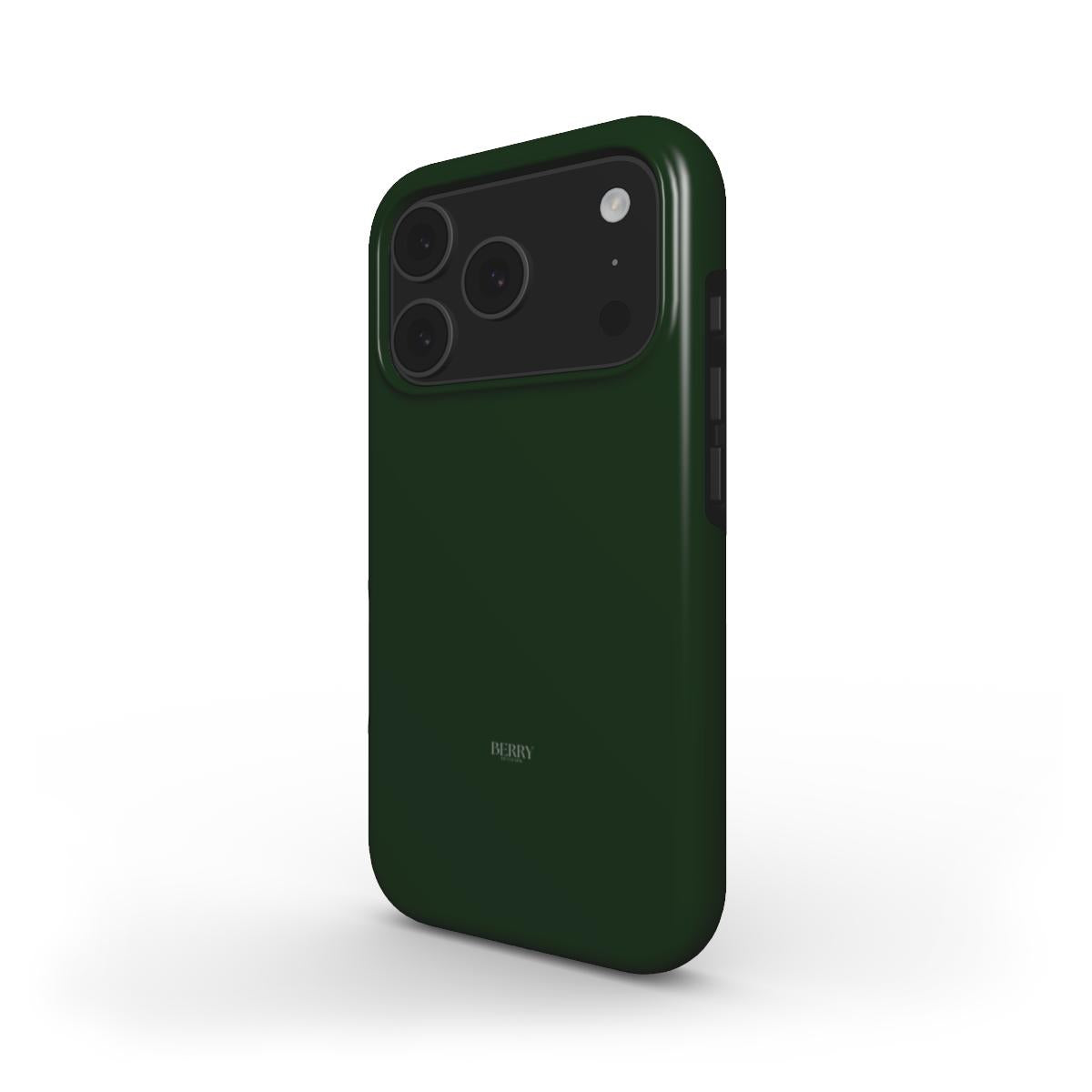 Trendy and feminine deep green phone case with a sleek, minimalist design offering stylish protection for a popular modern smartphone.