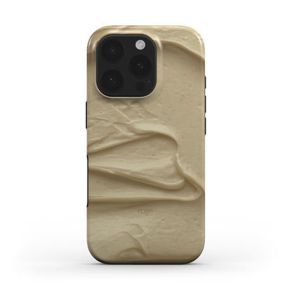 Trendy phone case in beige and brun with a smooth, creamy texture design offering a feminine and beautiful aesthetic for that girl looking for stylish protection.
