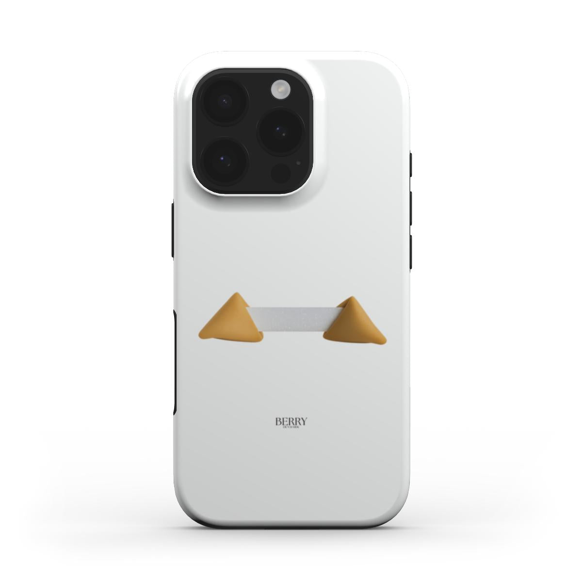 Minimalist white phone case featuring a trendy, artistic design with beige and gold geometric shapes, embodying a stylish and feminine aesthetic.