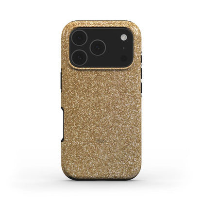 Trendy and feminine gold glitter phone case with a beautiful sparkling finish, perfect for that girl who loves stylish and popular accessories.