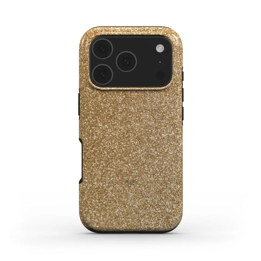 Trendy and feminine gold glitter phone case with a beautiful sparkling finish, perfect for that girl who loves stylish and popular accessories.