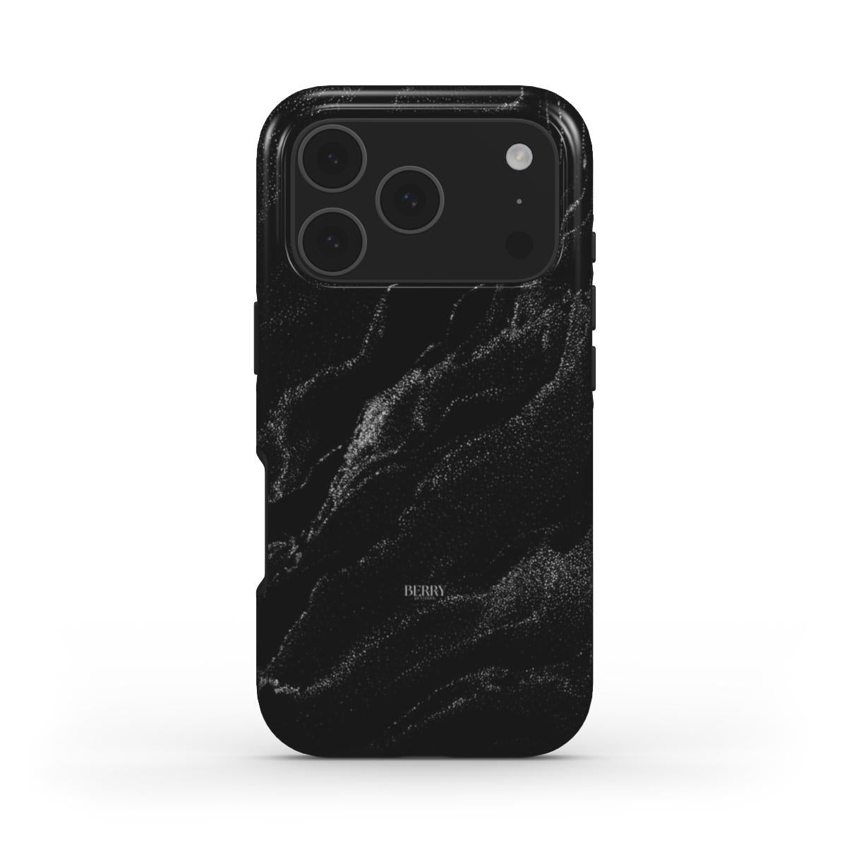 Trendy and feminine phone case with a sleek silver and dark swirl pattern, blending aesthetic beauty and popular design for that girl who loves stylish accessories.