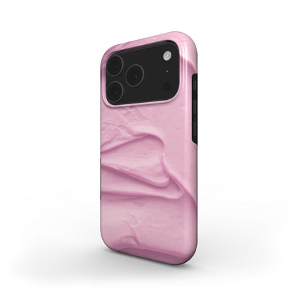 Trendy pink phone case with a soft, buttery texture design, featuring a feminine and aesthetic look that appeals to that girl style vibe.