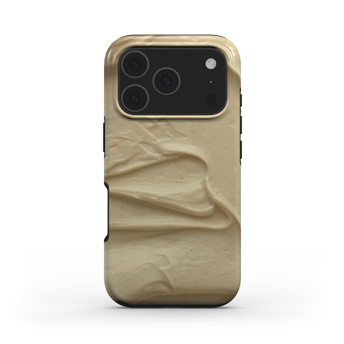 Trendy phone case with a beige and multicolored pattern inspired by creamy textures, offering a feminine and popular aesthetic.