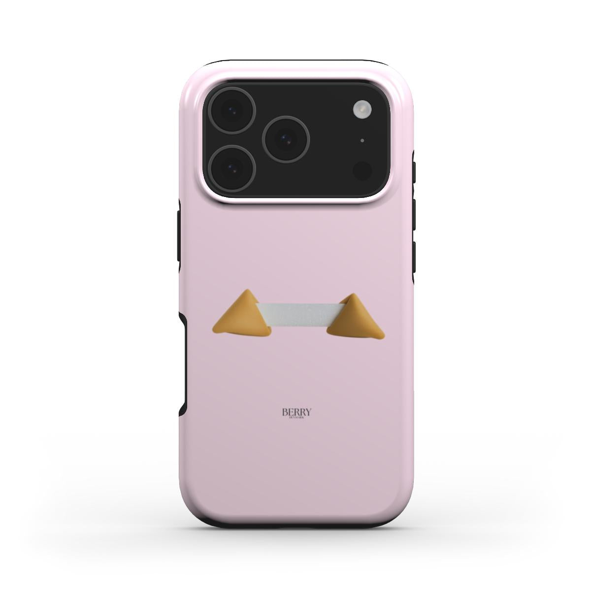 Trendy pink phone case with a minimal design featuring gold and beige accents, offering a stylish and feminine look for those who love aesthetic accessories.