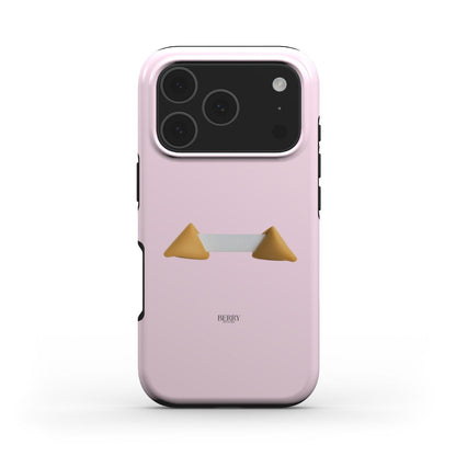 Trendy pink phone case with a minimal design featuring gold and beige accents, offering a stylish and feminine look for those who love aesthetic accessories.