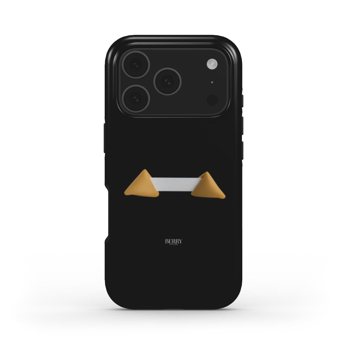 Black phone case with stylish beige and brown geometric pattern and minimalist design, perfect for a trendy and feminine look.
