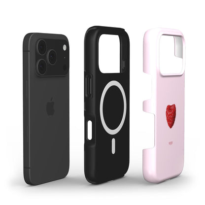 Trendy feminine phone case with red, pink, and multicolored raspberry rose design, combining stylish protection with a girly and beautiful aesthetic.