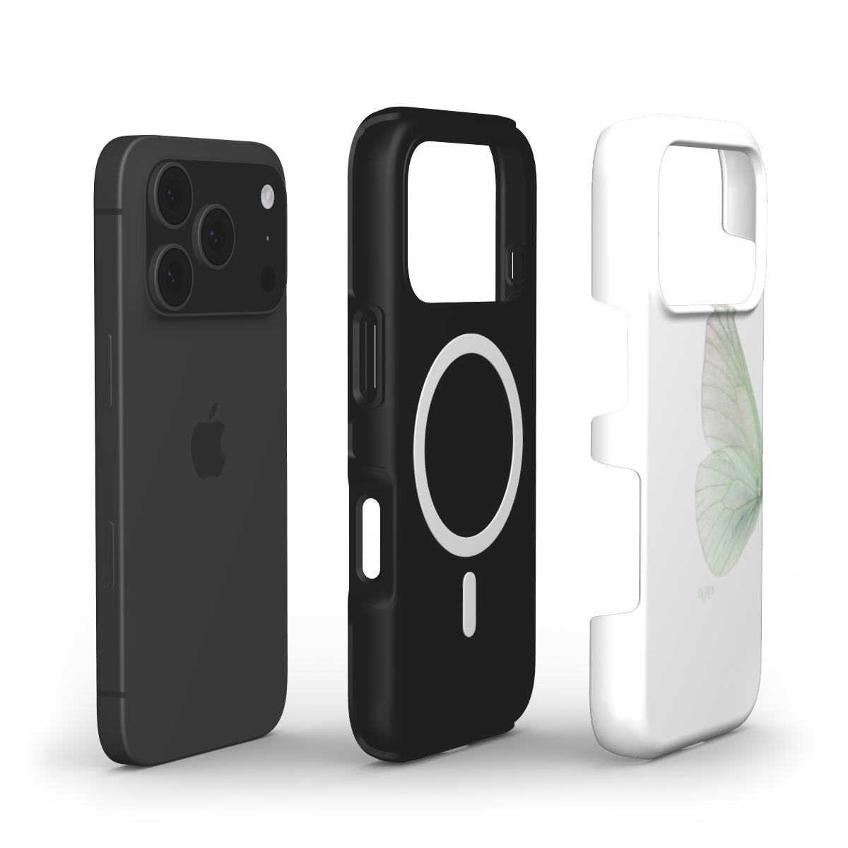 Trendy phone case in green, white, and multicolor with delicate butterfly design, combining feminine and aesthetic appeal for a popular, stylish look.