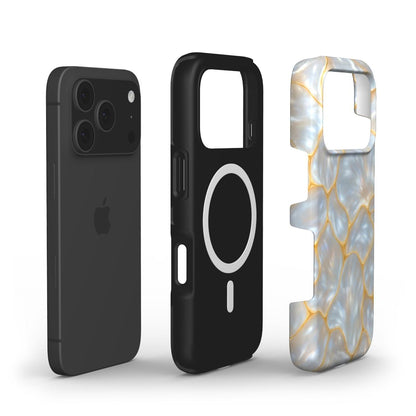 Trendy phone case with elegant gray, silver, gold, and multicolored pattern featuring a feminine and aesthetic design for a beautiful stylish look.