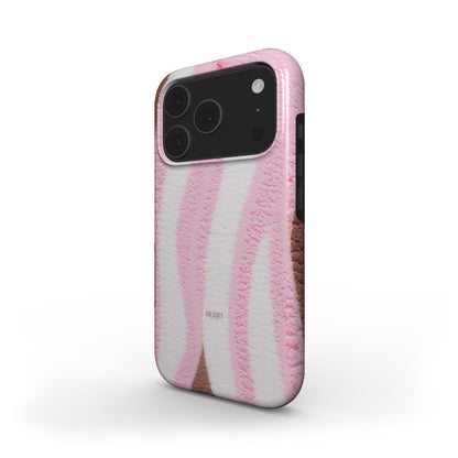 Trendy phone case featuring a feminine, multicolored pattern in white, pink, and brown with a soft, textured design perfect for a girly and popular aesthetic.
