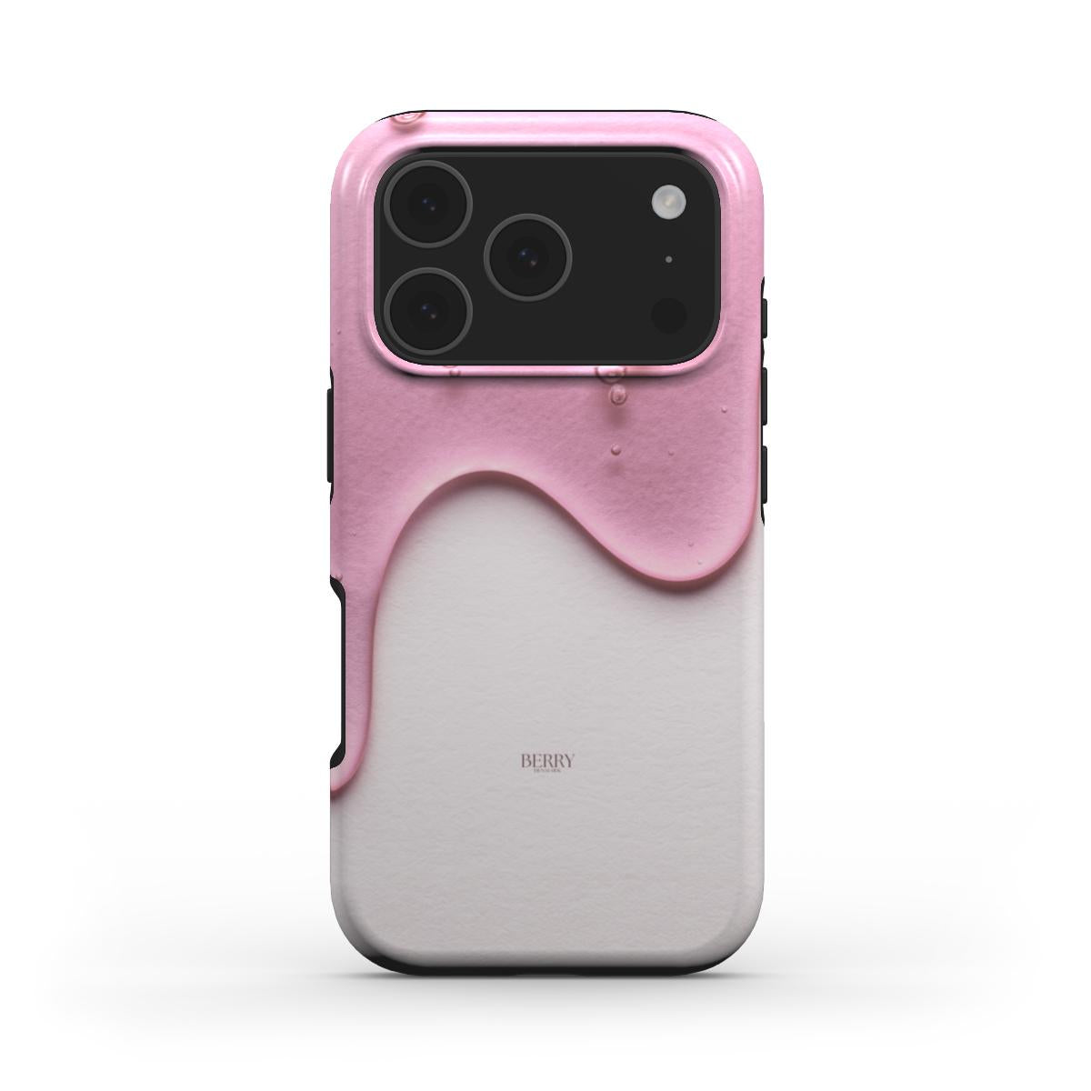 Trendy phone case with a pink, white, and multicolored design featuring a smooth, flowing pattern inspired by honey, perfect for a feminine and stylish look.