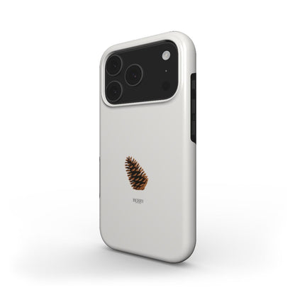 Minimalist phone case in beige with a trendy brun pine cone design, combining aesthetic and feminine charm for a popular and beautiful look.