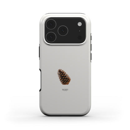 Trendy phone case with a minimalist brun, beige, and multicolored pine cone design, perfect for a feminine and stylish everyday look.