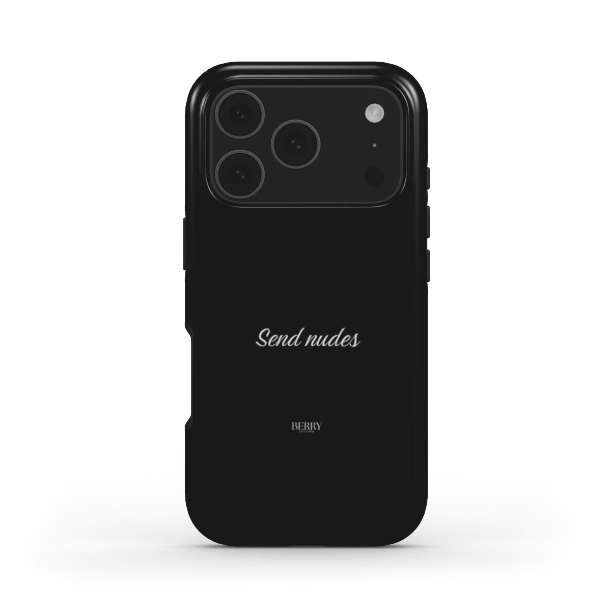 Trendy black phone case with minimalist white script text, featuring a sleek and feminine design perfect for that girl aesthetic and modern style.