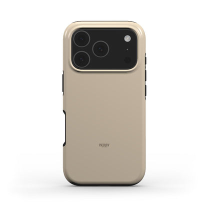 Beige trendy phone case with a sleek minimalist design offering feminine elegance and popular aesthetic for everyday stylish protection.