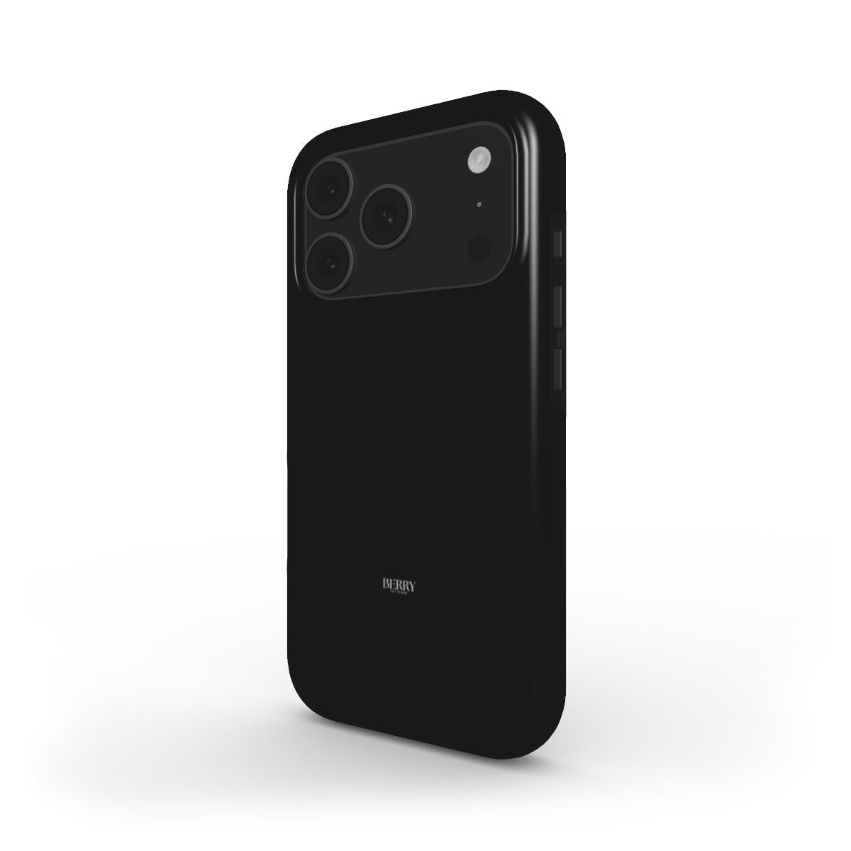 Trendy minimalist black phone case with a smooth finish, designed to enhance a feminine and elegant aesthetic for a popular, stylish look.