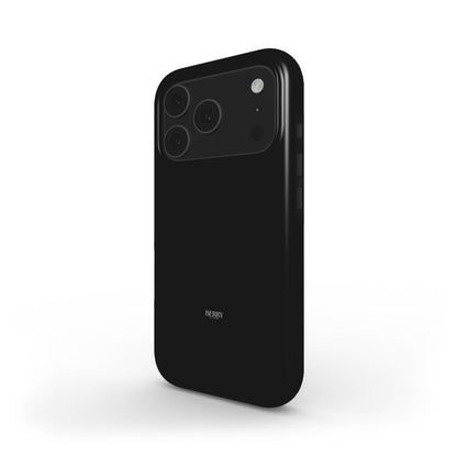 Trendy minimalist black phone case with a smooth finish, designed to enhance a feminine and elegant aesthetic for a popular, stylish look.