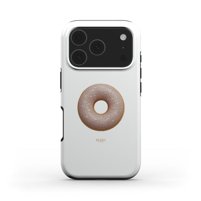 Trendy feminine phone case with a sparkling donut design on a clean white background, perfect for that girl who loves aesthetic and popular styles.