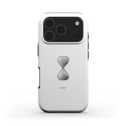 Minimalist white phone case featuring a stylish hourglass design, combining trendy feminine aesthetics with a popular, beautiful look.