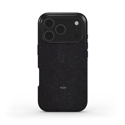 Trendy feminine phone case with a dark midnight sparkle pattern, combining an aesthetic and beautiful design perfect for a girly stylish look.