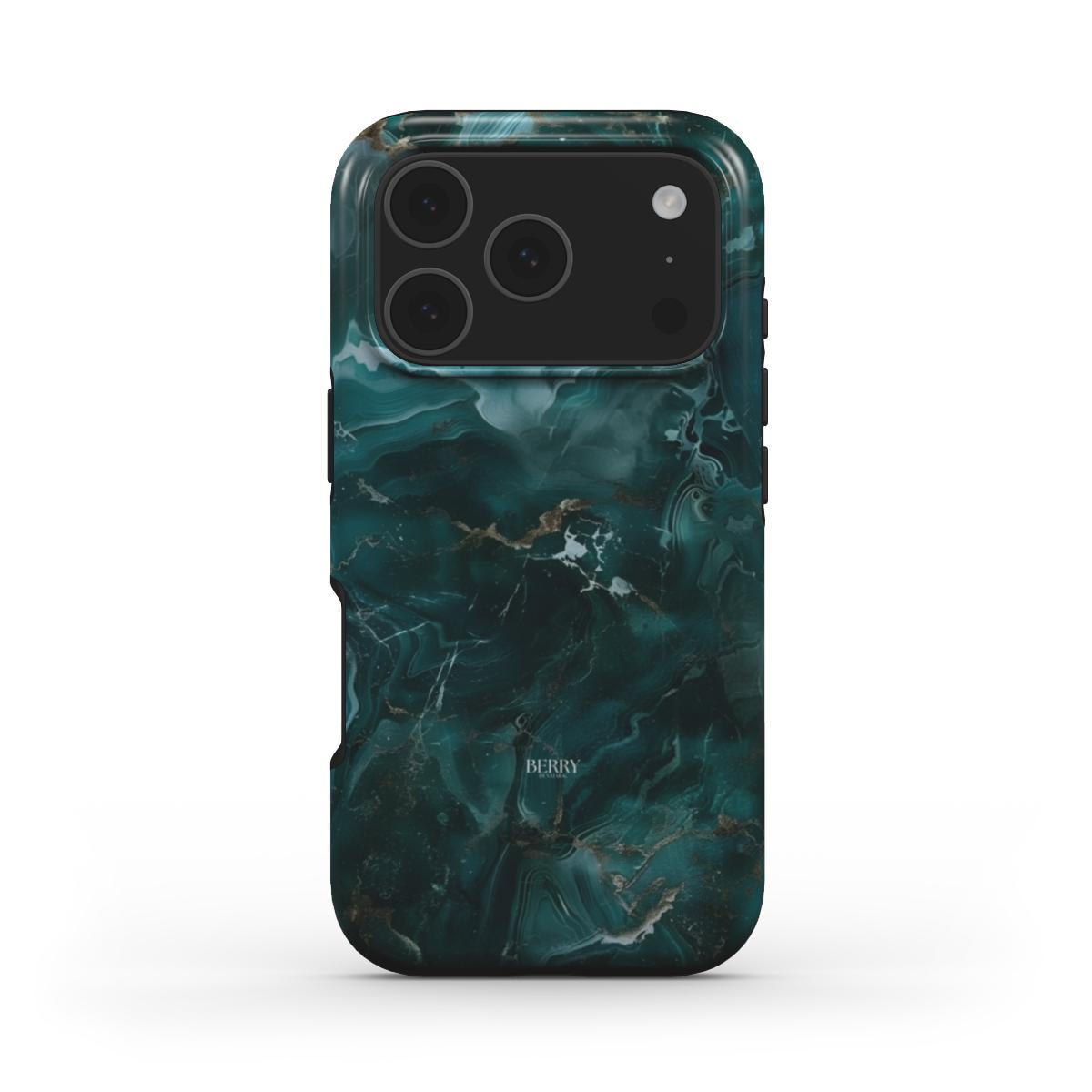 Trendy feminine phone case with a green marble quartz pattern featuring elegant swirls and a beautiful aesthetic for a popular, stylish look.