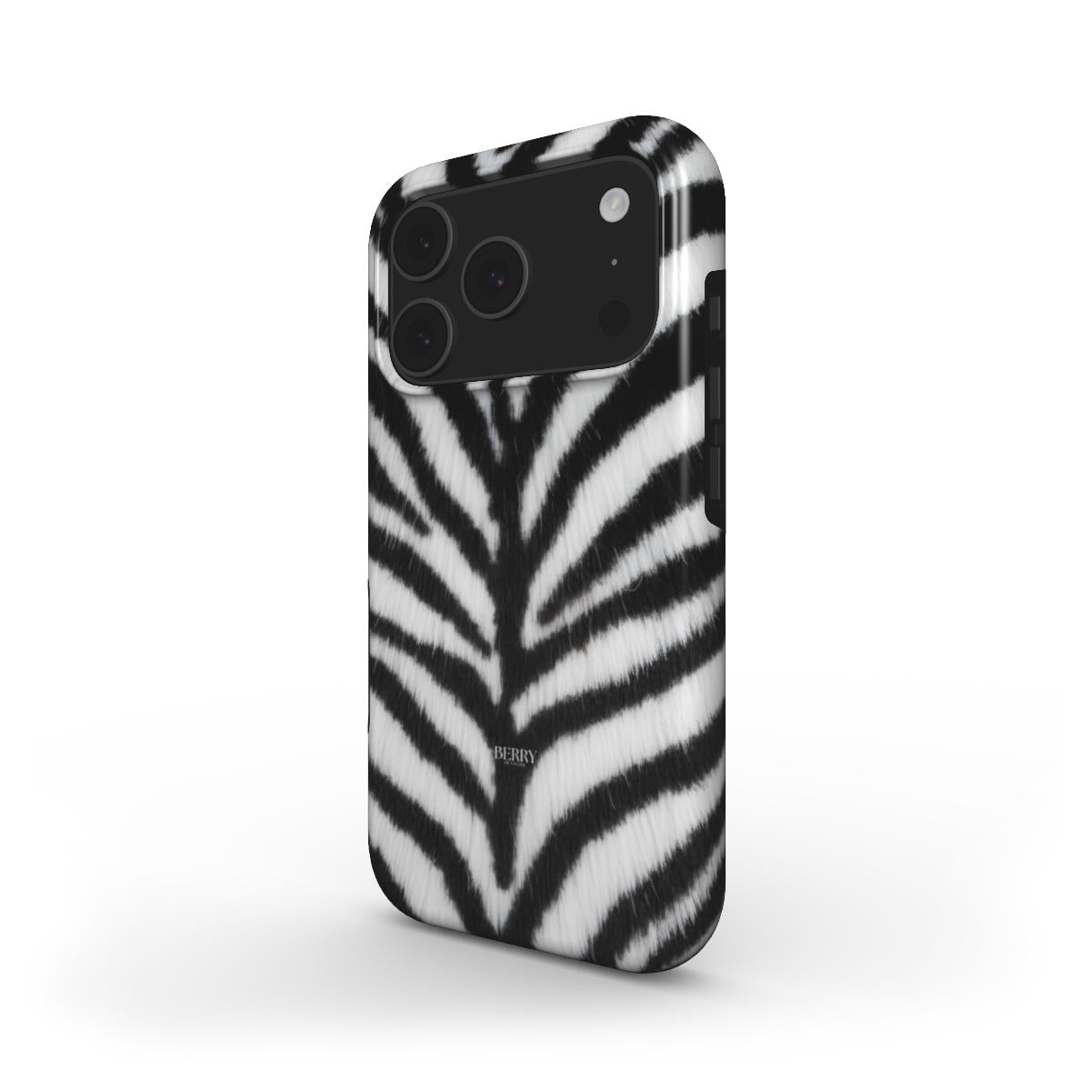 Trendy phone case featuring a stylish black and white zebra pattern with a sleek and feminine design perfect for that girl aesthetic.