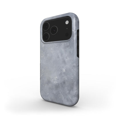 Trendy and aesthetic phone case in silver and gray tones with a subtle shimmering pattern, designed to enhance feminine elegance and popular style.