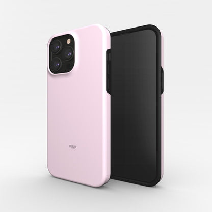 Trendy pink phone case with sleek black interior, offering a feminine and beautiful look that’s popular and stylish for everyday protection.