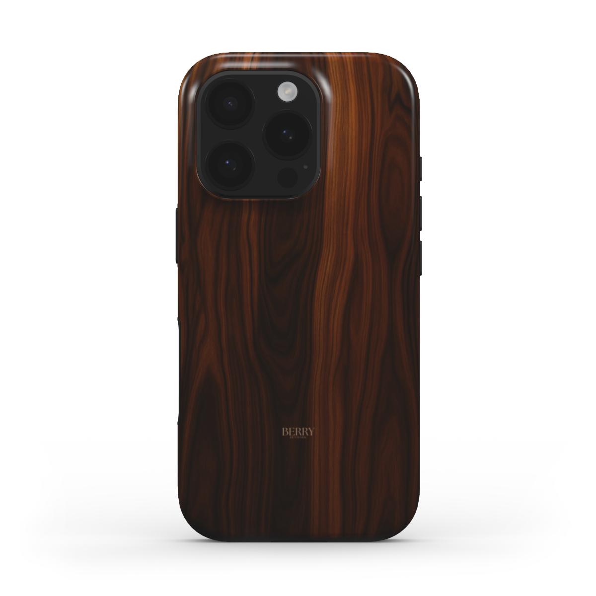 Trendy phone case with a Brun and beige multicolored wood pattern, showcasing a sleek, feminine and beautiful natural design.