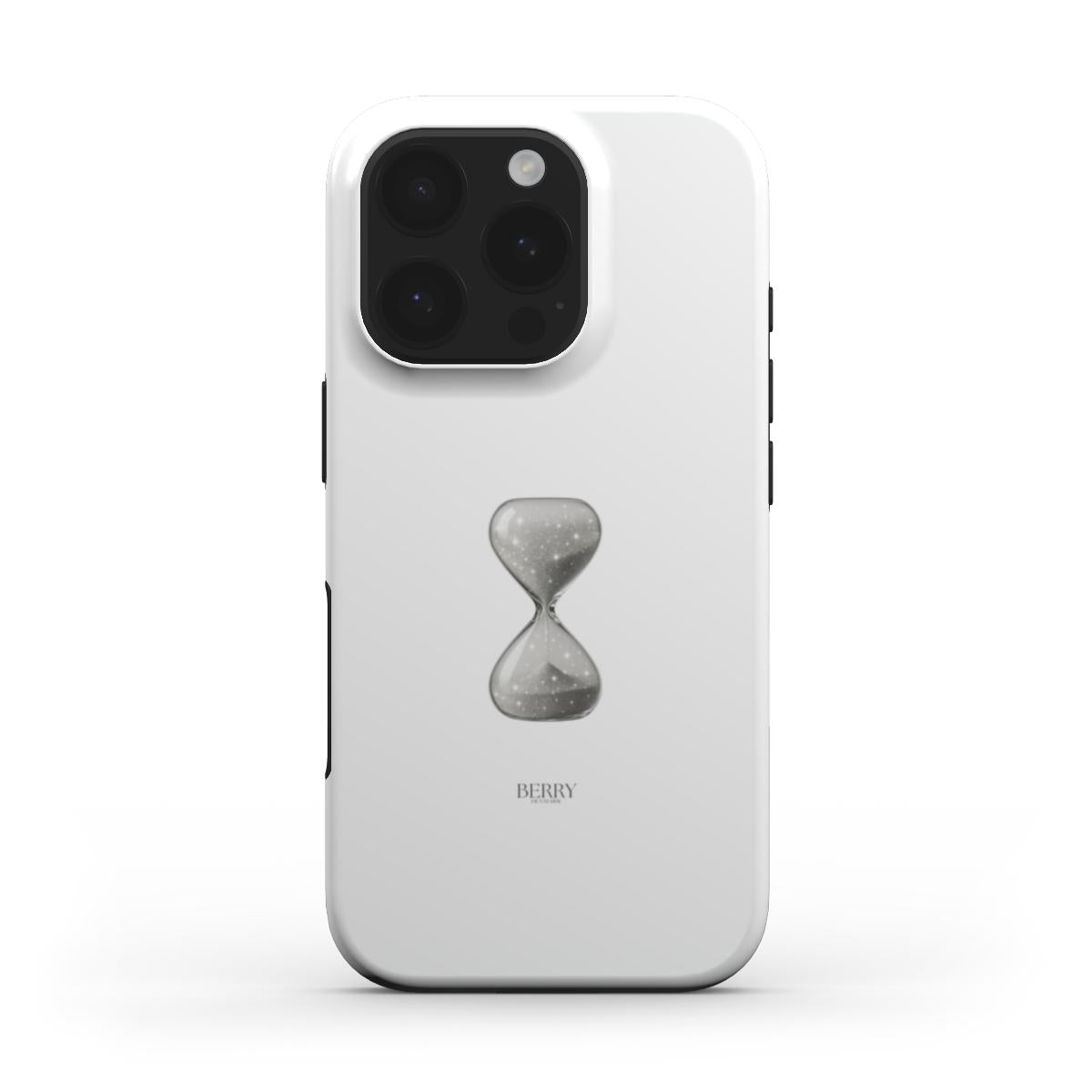 Minimalist trendy phone case featuring a sleek sand timer design, combining aesthetic charm with feminine elegance for a beautiful, popular accessory.