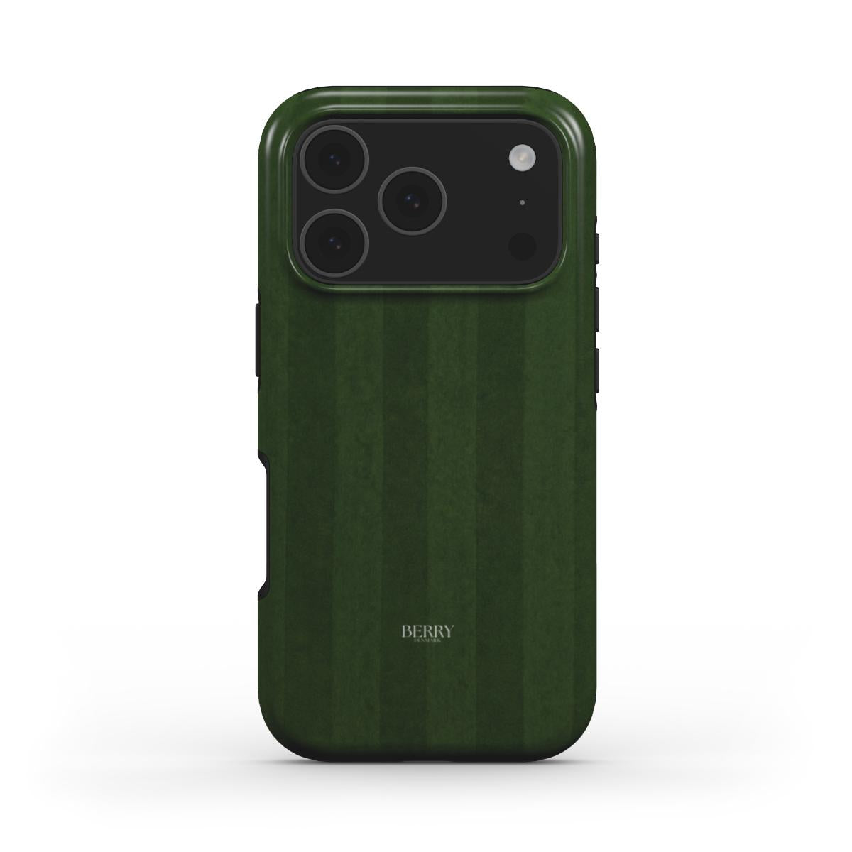 Trendy green phone case with subtle stripe pattern, designed for a stylish and feminine look, combining elegance with a popular aesthetic.