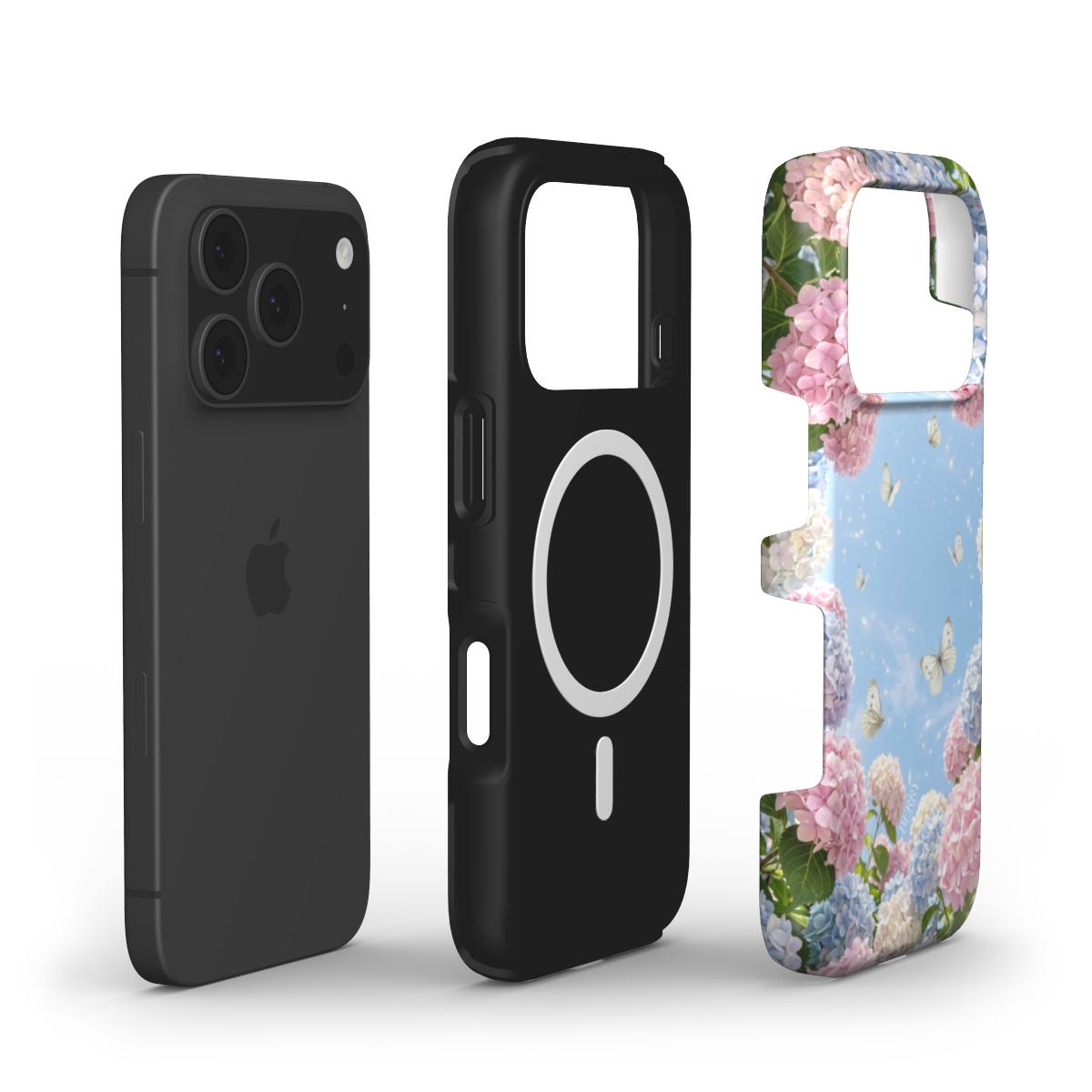Berry Denmark Hamptons Butterflies hydrangea butterfly dual layer MagSafe iPhone 17 Pro Max phone case