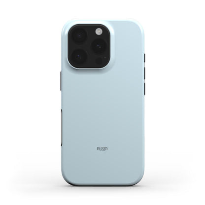 Minimalist blue phone case with a sleek design, offering a trendy and feminine look perfect for a stylish everyday accessory.
